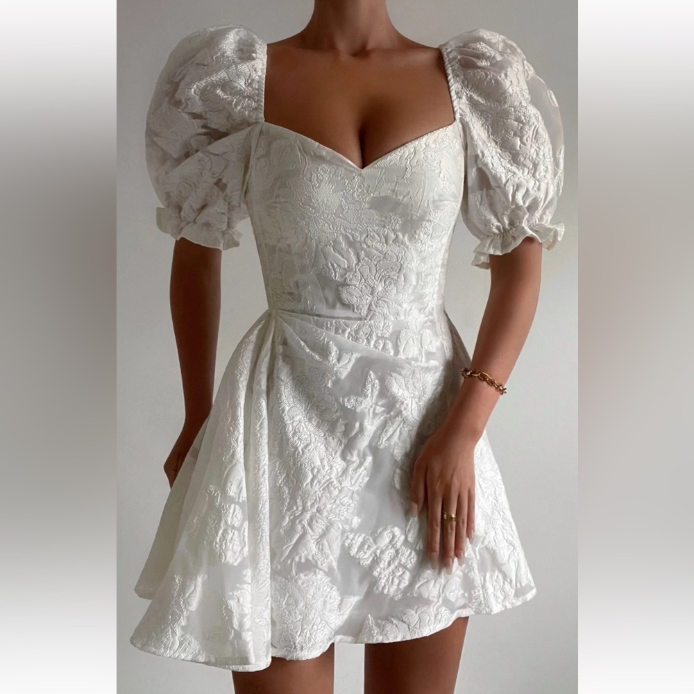 Showpo White Floral Lace Wedding Dress